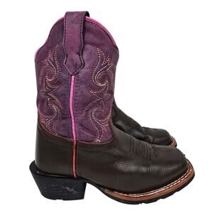 Dan Post Girl's Cowgirl Western Boots Brown Purple 10